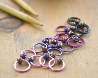 Snag Free Stitch Markers Pinks Yellows and Purples with Numbers 5mm Knitting Needles Set of 10 K34 Small Fits up to Size US 8