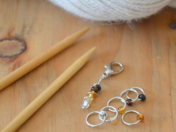 Stitch Markers - Ombre Collection - Amber - Stitch Markers for Knitters - Multiple Sizes