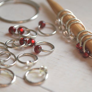 Knitting Stitch Markers Rubies and Diamonds Dangle Free Snag Free Knitting Stitch Markers Small Medium Large Sizes Available image 5