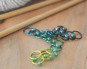 Snag Free Stitch Markers "Mermaid Scales" Dangle Free - Snag Free Knitting Stitch Markers - Small Medium Large Sizes Available