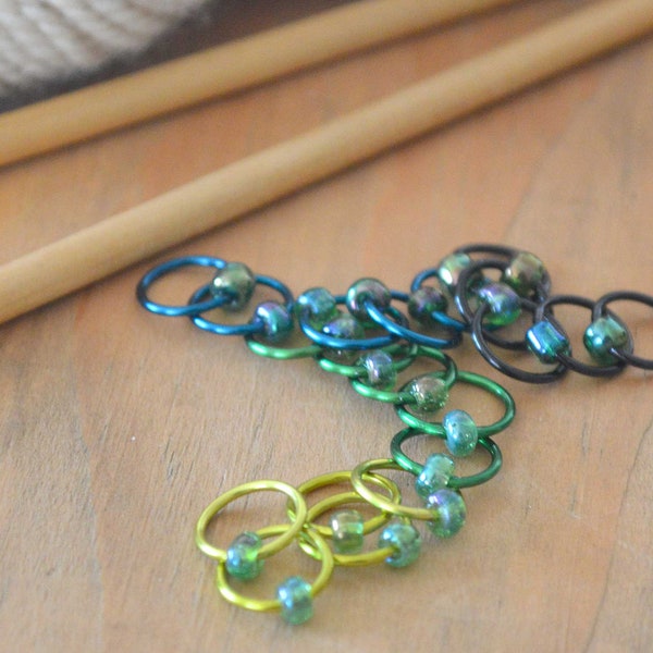 Snag Free Stitch Markers "Mermaid Scales" Dangle Free - Snag Free Knitting Stitch Markers - Small Medium Large Sizes Available