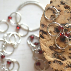 Knitting Stitch Markers Rubies and Diamonds Dangle Free Snag Free Knitting Stitch Markers Small Medium Large Sizes Available image 4