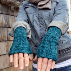 Pinecrest Fingerless Mitten Knitting Pattern: Garter Rib Design (PDF Pattern)