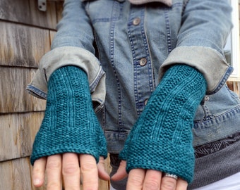 Pinecrest Fingerless Mitten Knitting Pattern: Garter Rib Design (PDF Pattern)