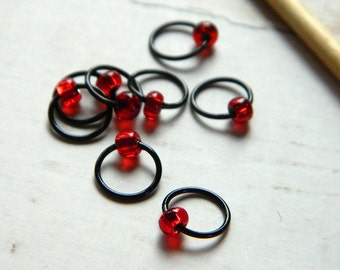 Knitting Stitch Markers - Volcanic - Dangle Free Snag Free - Multiple Sizes Available