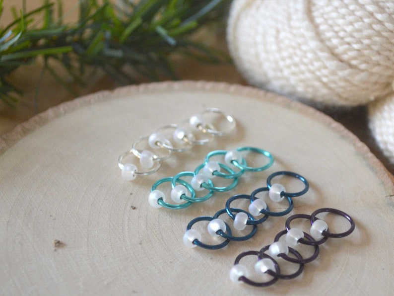 Snag Free Stitch Markers Winter Frost Dangle Free Snag Free Knitting Stitch Markers Small Medium Large Sizes Available image 5