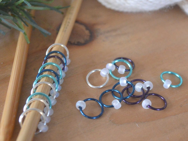 Snag Free Stitch Markers Winter Frost Dangle Free Snag Free Knitting Stitch Markers Small Medium Large Sizes Available image 2