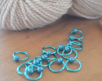 Snag Free Stitch Markers - Turquoise - Dangle Free - Snag Free Knitting Stitch Markers - Small Medium Large Sizes Available