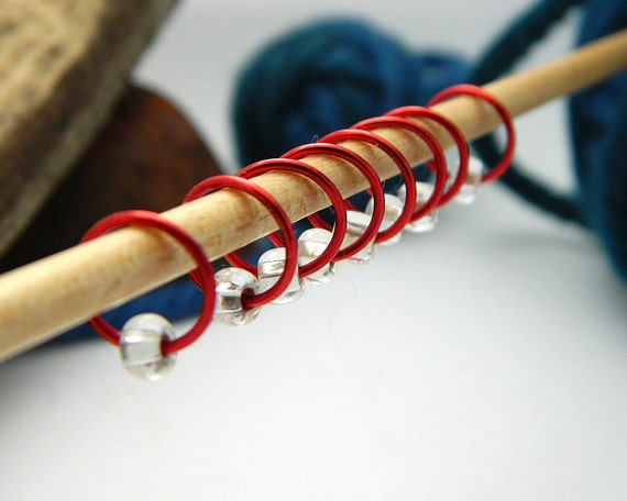Snag Free Stitch Markers - Frost and Fire - Dangle Free Knitting Stitch Markers - Multiple Sizes Available