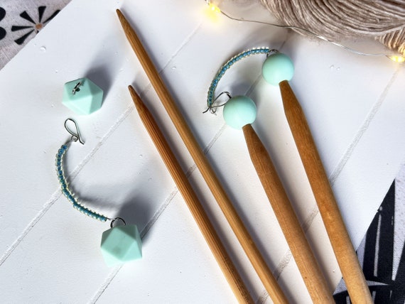 Knitting Needle Stoppers - Stitch Stoppers - Needle Point Protectors - Stitch Holders - Knitting Notions - Gift for Knitters - Seafoam