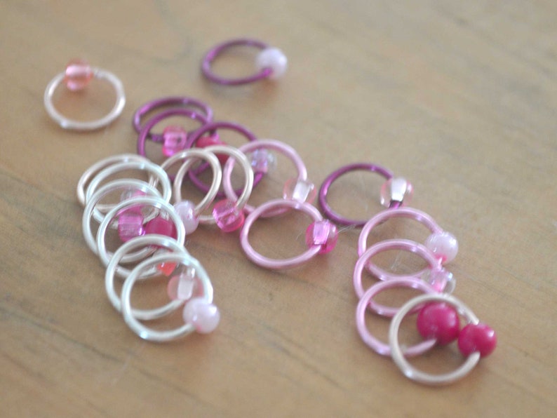 Snag Free Stitch Markers Pretty in Pink Dangle Free Snag Free Knitting Stitch Markers Small Medium Large Sizes Available image 7