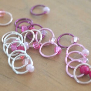 Snag Free Stitch Markers Pretty in Pink Dangle Free Snag Free Knitting Stitch Markers Small Medium Large Sizes Available image 6