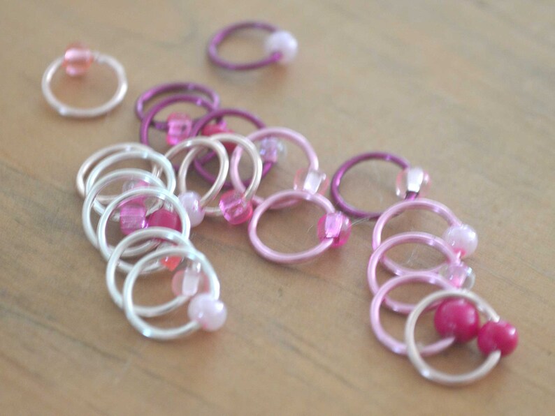 Snag Free Stitch Markers Pretty in Pink Dangle Free Snag Free Knitting Stitch Markers Small Medium Large Sizes Available image 6