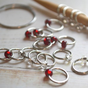 Knitting Stitch Markers Rubies and Diamonds Dangle Free Snag Free Knitting Stitch Markers Small Medium Large Sizes Available image 1