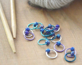 Snag Free Stitch Markers "Waterfall"- Dangle Free - Snag Free Knitting Stitch Markers - Small Medium Large Sizes Available