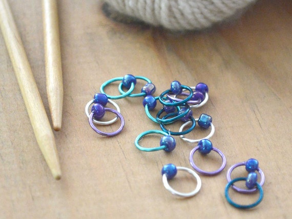 Snag Free Stitch Markers "Waterfall"- Dangle Free - Snag Free Knitting Stitch Markers - Small Medium Large Sizes Available