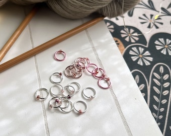 Knitting Stitch Markers - Glinda - Dangle Free, Snag Free Knitting Stitch Markers - Multiple Sizes Available
