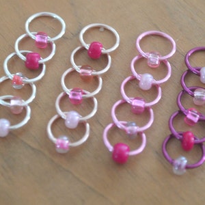 Snag Free Stitch Markers Pretty in Pink Dangle Free Snag Free Knitting Stitch Markers Small Medium Large Sizes Available image 1