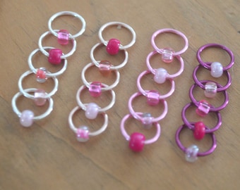 Snag Free Stitch Markers - Pretty in Pink - Dangle Free - Snag Free Knitting Stitch Markers - Small Medium Large Sizes Available