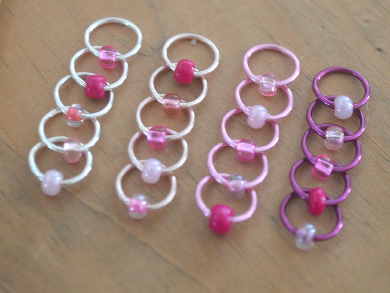 Snag Free Stitch Markers Pretty in Pink Dangle Free Snag Free Knitting Stitch Markers Small Medium Large Sizes Available image 1