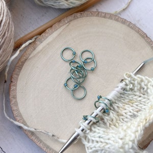 Knitting Stitch Markers Seafoam Dangle Free, Snag Free Knitting Stitch Markers Multiple Sizes Available image 6