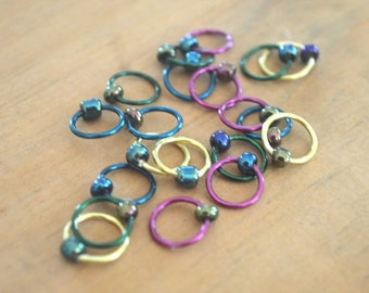 Snag Free Stitch Markers - Northern Lights - Dangle Free - Snag Free Knitting Stitch Markers - Small Medium Large Sizes Available