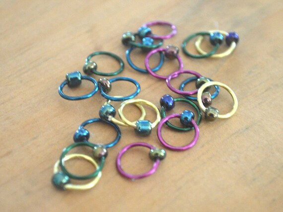 Snag Free Stitch Markers - Northern Lights - Dangle Free - Snag Free Knitting Stitch Markers - Small Medium Large Sizes Available