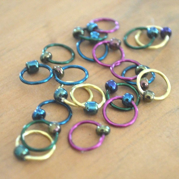 Snag Free Stitch Markers - Northern Lights - Dangle Free - Snag Free Knitting Stitch Markers - Small Medium Large Sizes Available