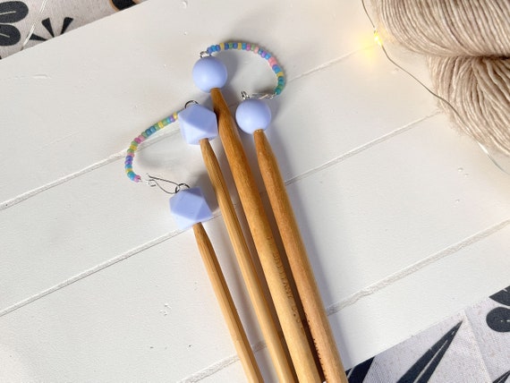 Knitting Needle Stoppers - Stitch Stoppers - Needle Point Protectors - Stitch Holders - Knitting Notions - Gift for Knitters - Periwinkle