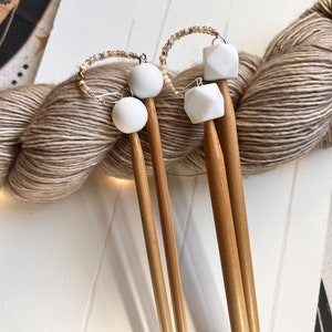 Knitting Needle Stoppers - Stitch Stoppers - Needle Point Protectors - Stitch Holders - Knitting Notions - Gift for Knitters - White