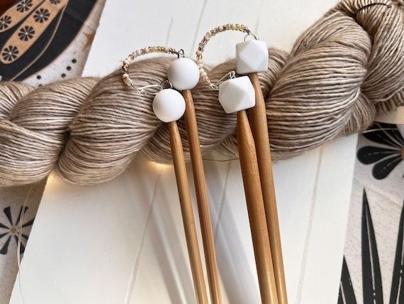 Knitting Needle Stoppers - Stitch Stoppers - Needle Point Protectors - Stitch Holders - Knitting Notions - Gift for Knitters - White