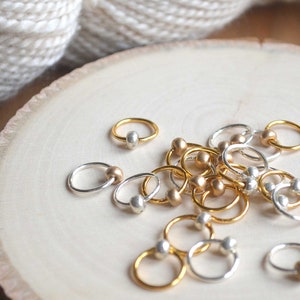 Snag Free Stitch Markers - Silver and Gold - Dangle Free - Snag Free Knitting Stitch Markers - Small Medium Large Sizes Available