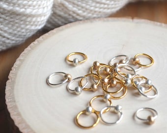 Snag Free Stitch Markers - Silver and Gold - Dangle Free - Snag Free Knitting Stitch Markers - Small Medium Large Sizes Available
