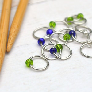 Beach Glass Knitting Stitch Markers: Snag-Free Silver Wire