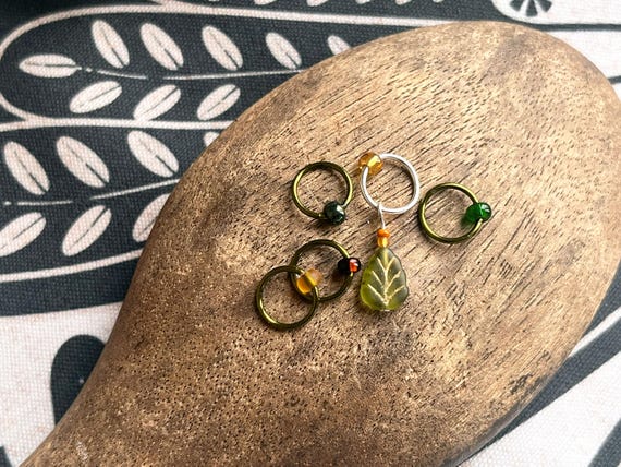 Snag Free Knitting Stitch Markers - Botanically Inspired - Czech Glass Bead Knitting Notions