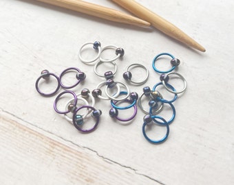 Snag Free Stitch Markers - Striped - Dangle Free - Knitting Stitch Markers - Small Medium Large Sizes Gifts for Knitters