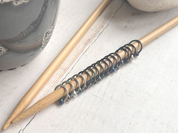 Snag Free Stitch Markers - Dark and Stormy- Dangle Free - Knitting Stitch Markers - Small Medium Large Sizes Gifts for Knitters