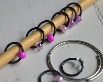 Stitch Markers - Cherry Blossoms - Dangle Free Snag Free Knitting Stitch Markers - Small Medium Large Sizes Available