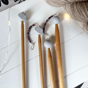 Knitting Needle Stoppers - Stitch Stoppers - Needle Point Protectors - Stitch Holders - Knitting Notions - Gift for Knitters - Light Gray