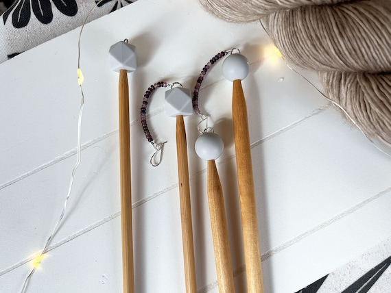 Knitting Needle Stoppers - Stitch Stoppers - Needle Point Protectors - Stitch Holders - Knitting Notions - Gift for Knitters - Light Gray