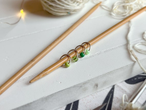 Mini/Raglan Set of 4 Snag Free Stitch Markers - Knitting Gift - Raglan Knitting - Knitting Notions - Pick Your Size - Shades of Green