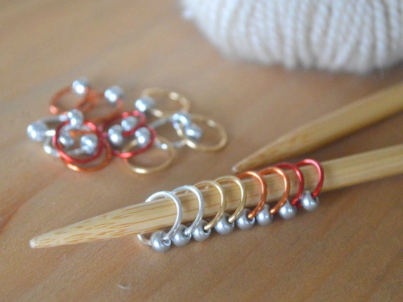 Snag Free Stitch Markers "Ablaze" Dangle Free - Snag Free Knitting Stitch Markers - Small Medium Large Sizes Available