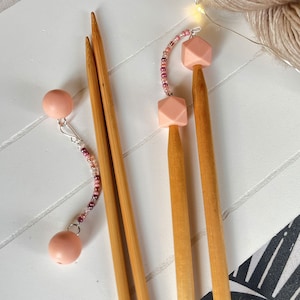 Knitting Needle Stoppers - Stitch Stoppers - Needle Point Protectors - Stitch Holders - Knitting Notions - Gift for Knitters - Boho Pink