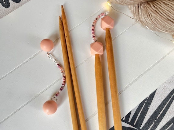 Knitting Needle Stoppers - Stitch Stoppers - Needle Point Protectors - Stitch Holders - Knitting Notions - Gift for Knitters - Boho Pink