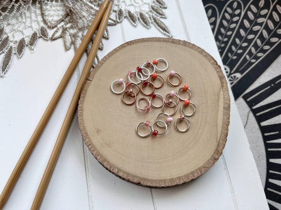Knitting Stitch Markers - Dangle Free - Snag Free Stitch Markers - Peaches & Cream - Pick Your Size Stitch Markers