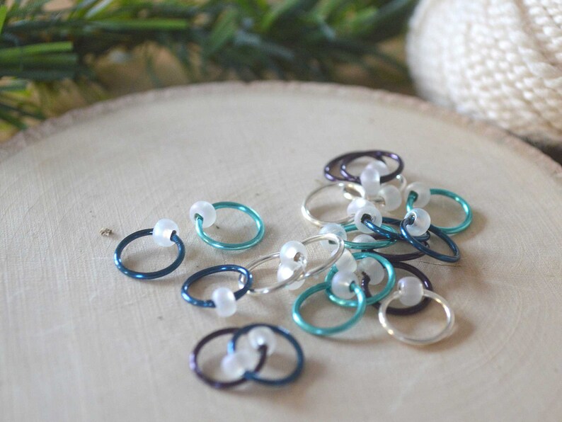 Snag Free Stitch Markers Winter Frost Dangle Free Snag Free Knitting Stitch Markers Small Medium Large Sizes Available image 7