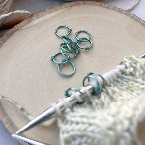 Knitting Stitch Markers Seafoam Dangle Free, Snag Free Knitting Stitch Markers Multiple Sizes Available image 1