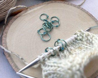 Knitting Stitch Markers - Seafoam - Dangle Free, Snag Free Knitting Stitch Markers - Multiple Sizes Available