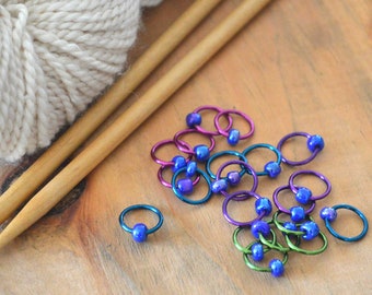 Snag Free Stitch Markers - Pretty as a Peacock - Dangle Free - Snag Free Knitting Stitch Markers - Small Medium Large Sizes Available