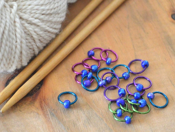 Snag Free Stitch Markers - Pretty as a Peacock - Dangle Free - Snag Free Knitting Stitch Markers - Small Medium Large Sizes Available